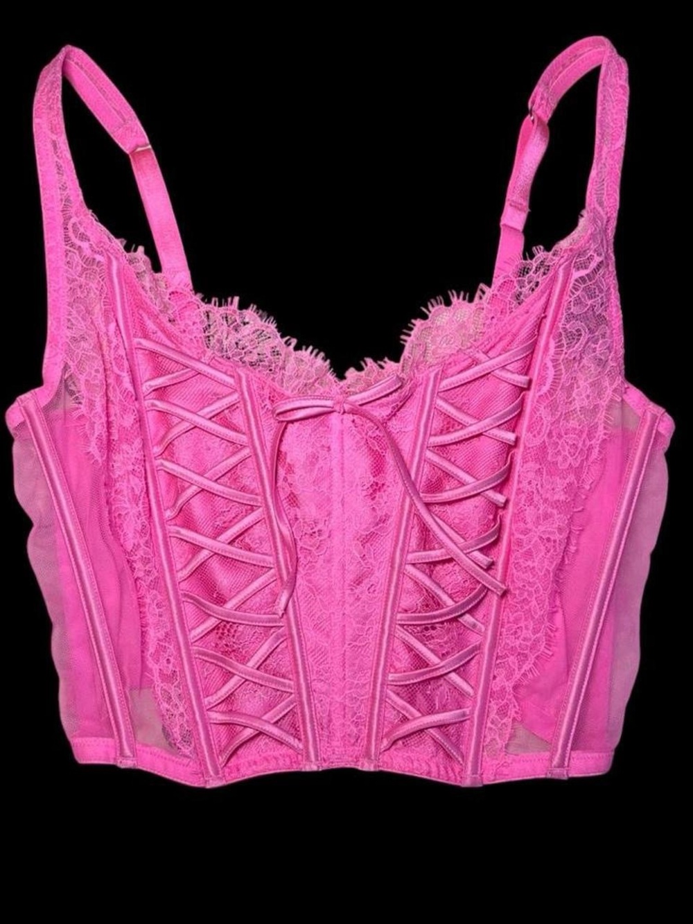 Victoria's Secret Hot Pink Lace Corset Bustier